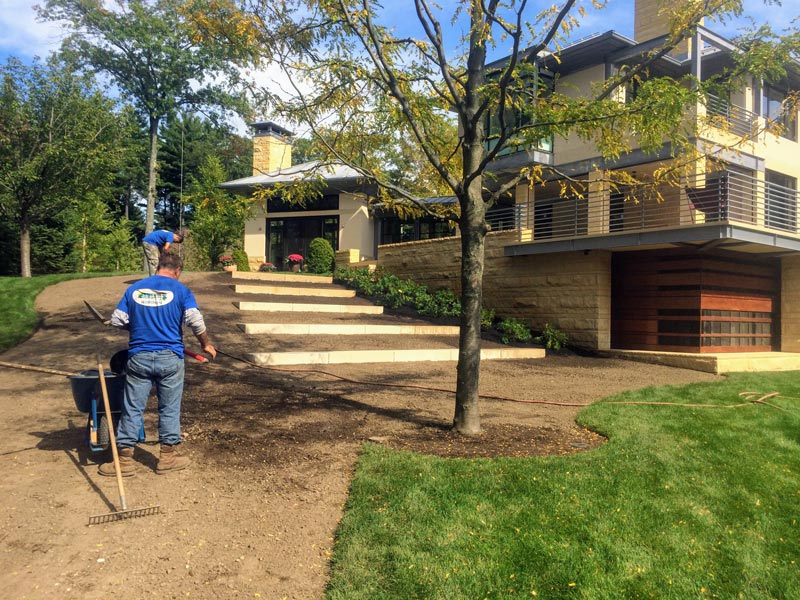 Landscaping in progress.